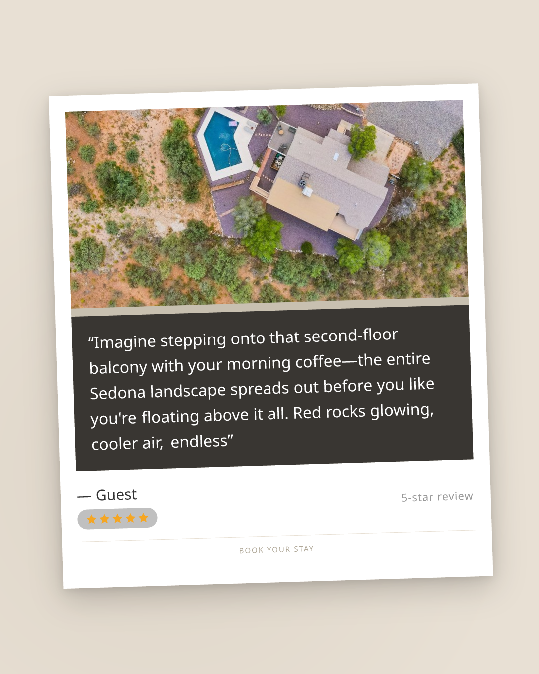 Imagine golden hour hitting those red rocks while you're soaking in a heated pool that seems to float between Cottonwood and Sedona's skyline.

This isn't just water and chlorine—it's the heart of why guests keep coming back. Twenty-one five-star reviews in six months, and the pool shows up in almost every single one. Families watch their kids splash under Arizona's endless sky. Wine trail visitors rinse off the day before heading to dinner. Solo travelers decompress in the hot tub as the light turns everything rose gold.

The heated element? Game-changer when fall breezes kick in. The views? They're the real amenity—panoramic red rock backdrop that makes every cannonball feel like it matters.

This is where memories happen. Where your group actually wants to spend time together. Where Instagram gets the shots *and* you get the peace.

Ready to feel that water on your skin and those views in your bones?

What would your first evening at the pool look like—sunset soaks or late-night stargazing?

Book your retreat: https://www.yalloha.com/go/559437eb

#sedonaarizona #cottonwoodarizona #arizonavacation #arizonahiking #arizonawinetrail #girlstriplocation #arizonastacation #arizonastateparks #arizonadaily #arizonasunsets #arizonabucketlist #arizonaadventures #poollife #hottubretreat #familyvacation #sedonavacationrental #arizonagetwaway
